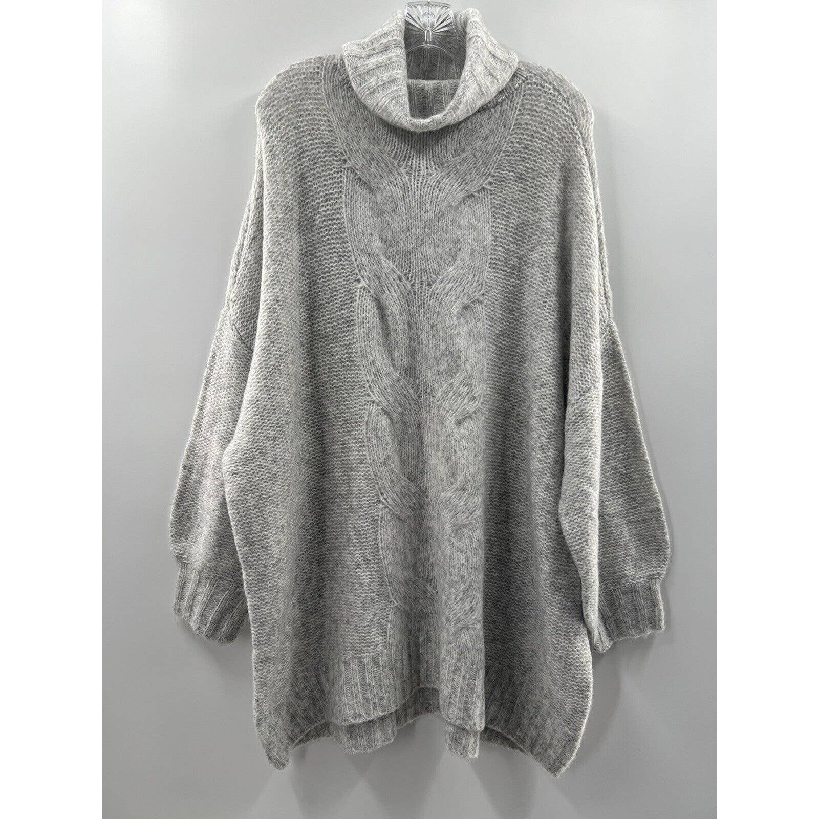 Aerie Women’s Long Sleeve Oversized Turtleneck Sweater Light Gray Size Xxl